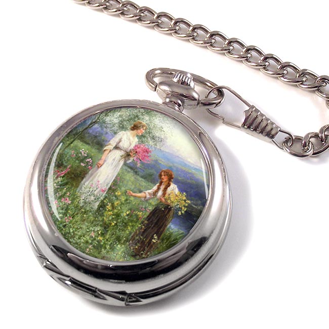 Wild Flowers by Henry King Pocket Watch