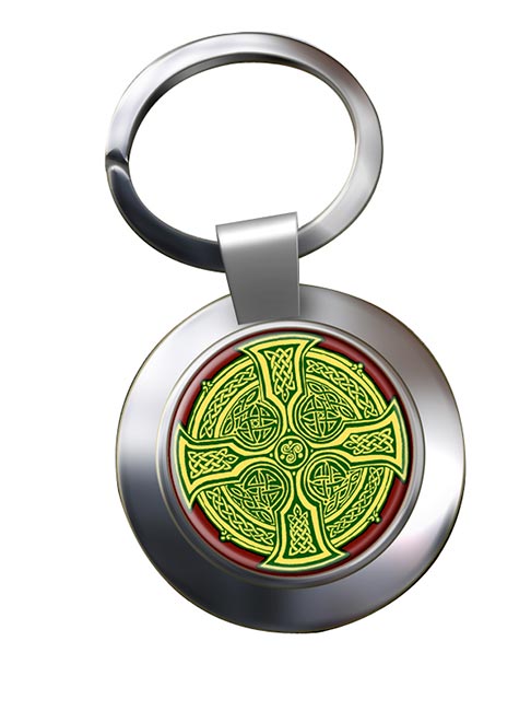 Irish Celtic Cross Chrome Key Ring