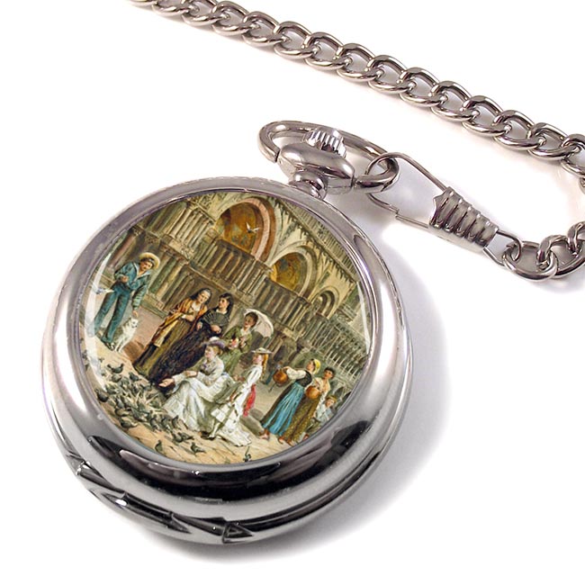 The Pigeons of St Mark's Venice Italy by Lawrence Kilburne Pocket Watch