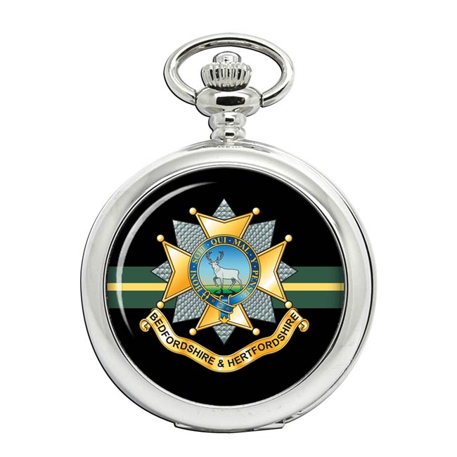 UK Gift Shop Bedfordshire and Hertfordshire Regiment, British Army Pocket Watch
