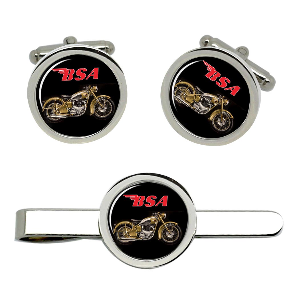 BSA Gold Flash Cufflink and Tie Clip Set