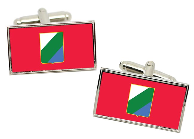 Abruzzo (Italy) Flag Cufflinks in Chrome Box