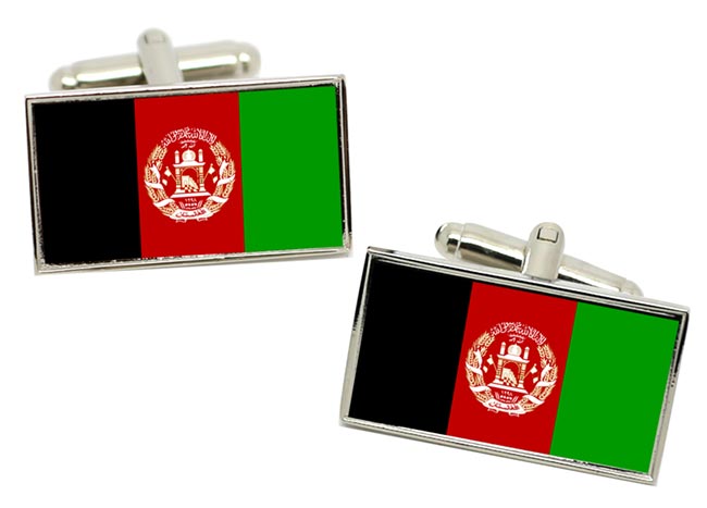 Afghanistan Flag Cufflinks in Chrome Box
