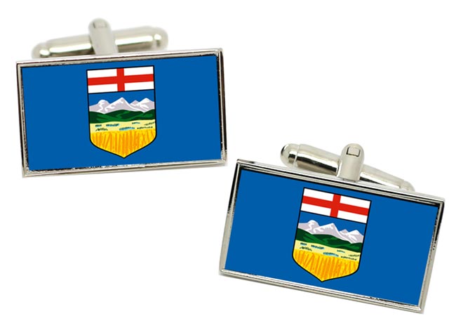 Alberta (Canada) Flag Cufflinks in Chrome Box