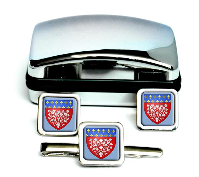 Amiens (France) Square Cufflink and Tie Clip Set