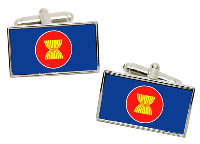 Association-of-Southeast-Asian-Nations-ASEAN Flag Cufflinks in Chrome Box