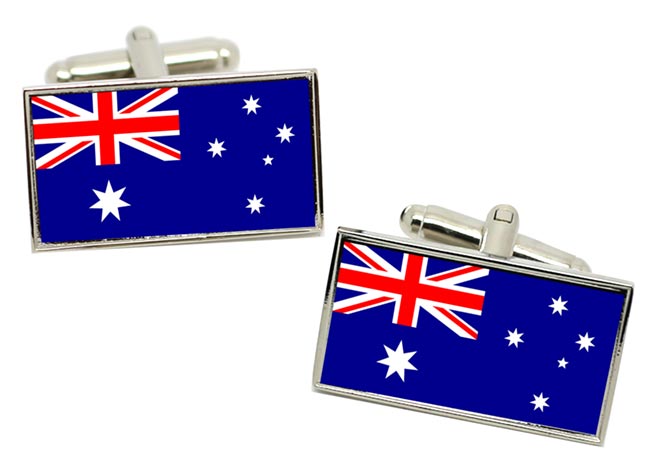 Australia Flag Cufflinks in Chrome Box