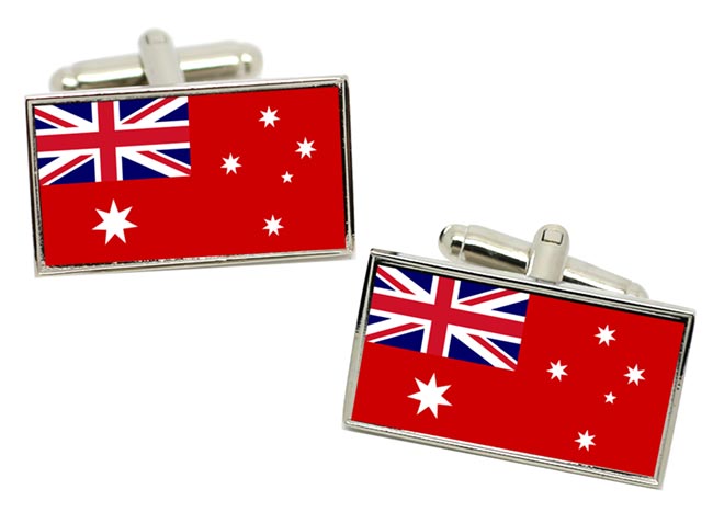 Australian Red Ensign (Merchant Navy) Flag Cufflinks in Chrome Box
