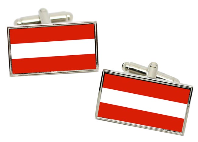 Austrian Flag (Flagge Österreichs) Flag Cufflinks in Chrome Box