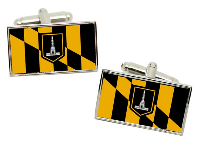 Baltimore MD (USA) Flag Cufflinks in Chrome Box