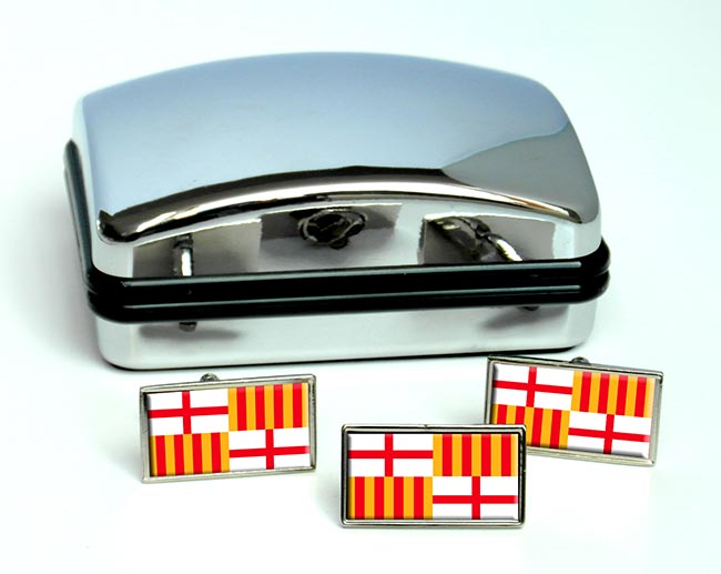 Barcelona (Spain) Flag Cufflink and Tie Pin Set