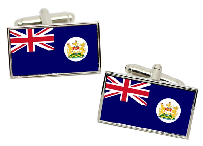 British Hong Kong Flag Cufflinks in Chrome Box