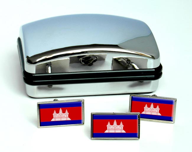 Cambodia Flag Cufflink and Tie Pin Set