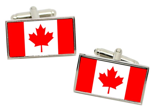 Canada Flag Cufflinks in Chrome Box