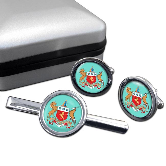 Cape Colony (South Africa) Round Cufflink and Tie Clip Set