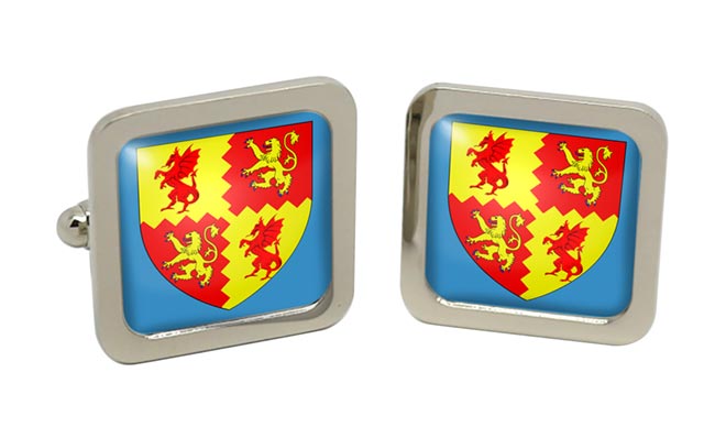 Carmarthenshire (Wales) Square Cufflinks in Chrome Box