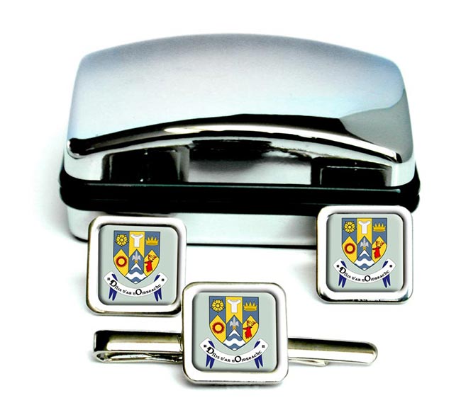 County Clare (Ireland) Square Cufflink and Tie Clip Set