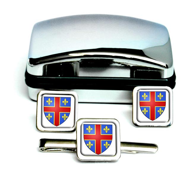 Clermont-Ferrand (France) Square Cufflink and Tie Clip Set