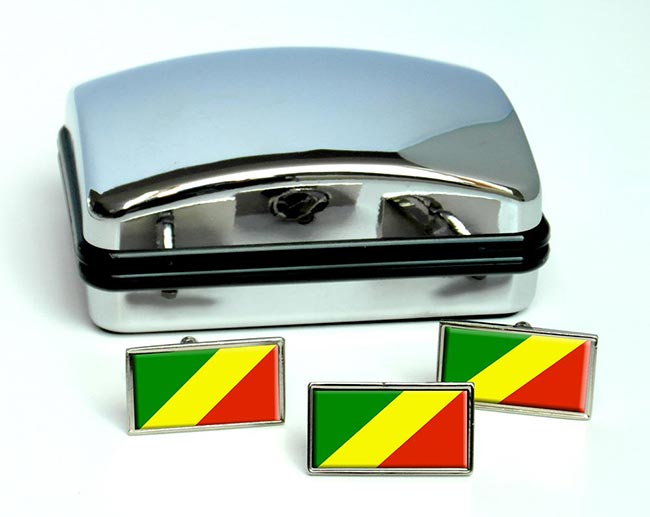 Congo Flag Cufflink and Tie Pin Set