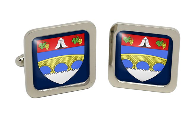 Courbevoie (France) Square Cufflinks in Chrome Box