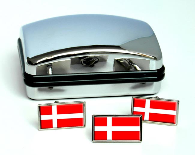 Denmark Flag Cufflink and Tie Pin Set
