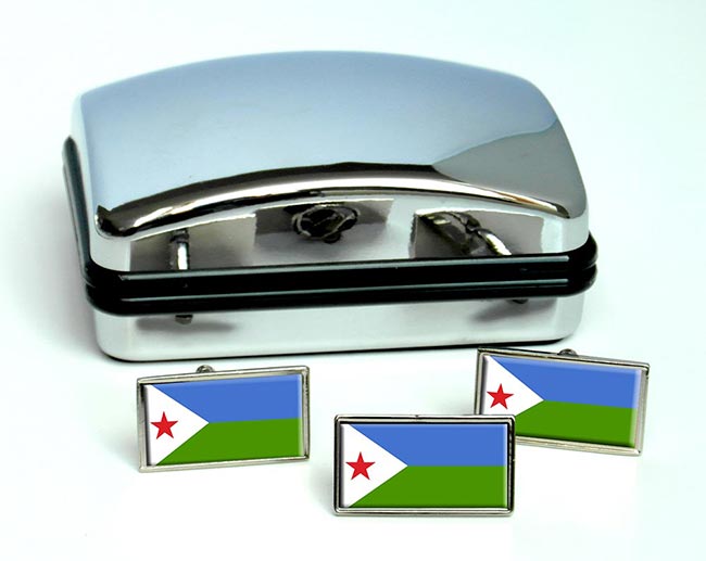 Djibouti Flag Cufflink and Tie Pin Set