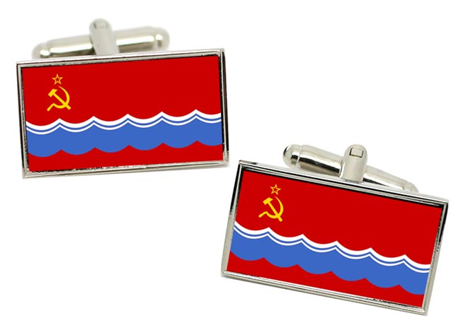 Estonian Soviet Flag Cufflinks in Chrome Box