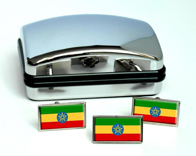 Ethiopia Flag Cufflink and Tie Pin Set