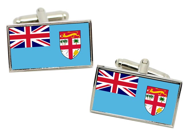 Fiji Flag Cufflinks in Chrome Box