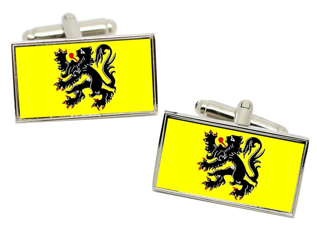 Flanders Vlaanderen Flandre (Belgium) Flag Cufflinks in Chrome Box