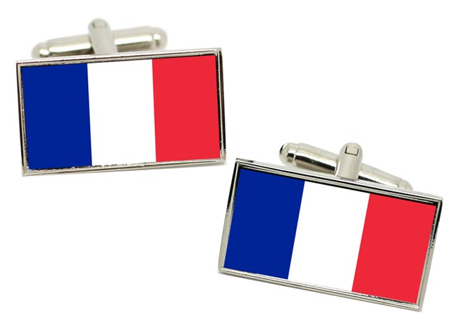 France (Flag) Flag Cufflinks in Chrome Box