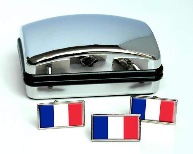France (Flag) Flag Cufflink and Tie Pin Set