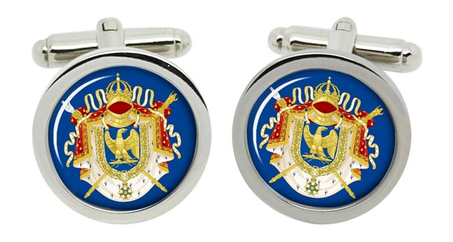 French Imperial Crest Cufflinks in Chrome Box