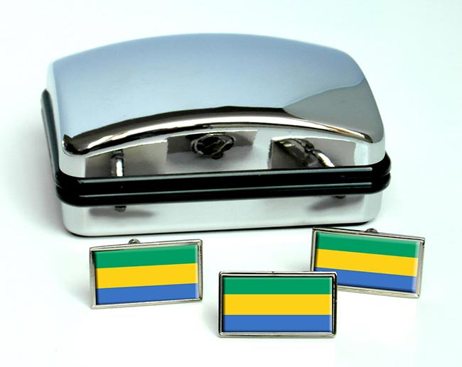 Gabon Flag Cufflink and Tie Pin Set