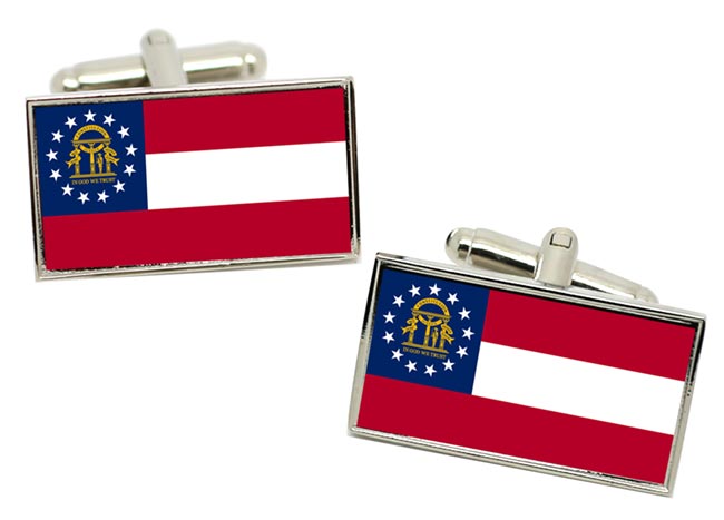 Georgia USA Flag Cufflinks in Chrome Box
