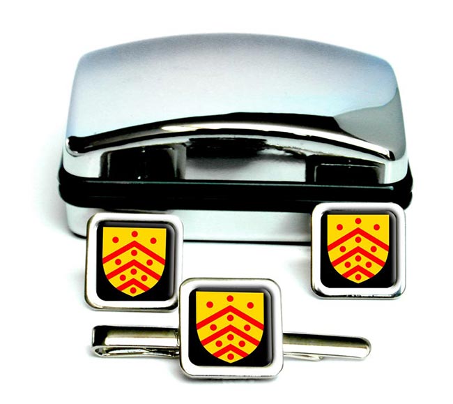 Gloucester (England) Square Cufflink and Tie Clip Set