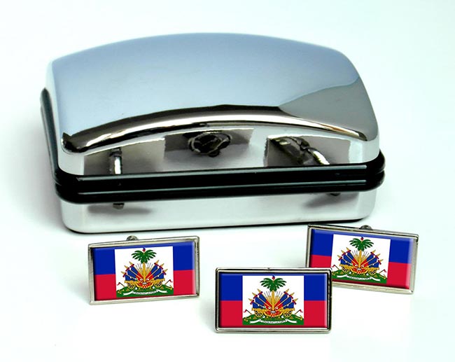 Haiti Flag Cufflink and Tie Pin Set