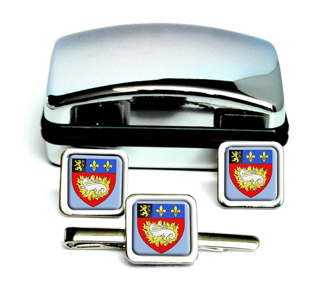 Le Havre (France) Square Cufflink and Tie Clip Set