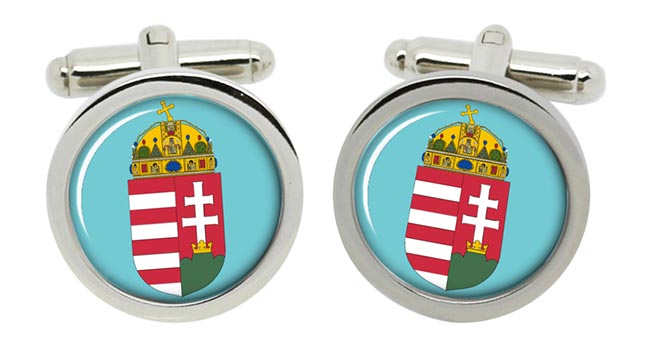 Hungary Crest Cufflinks in Chrome Box