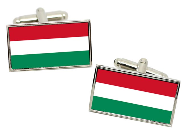 Hungary Flag Flag Cufflinks in Chrome Box