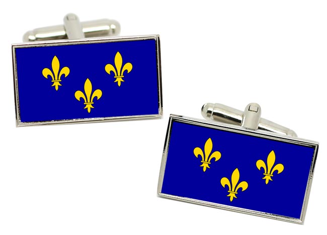 île-de-France Flag Cufflinks in Chrome Box