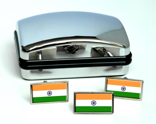 India Flag Cufflink and Tie Pin Set