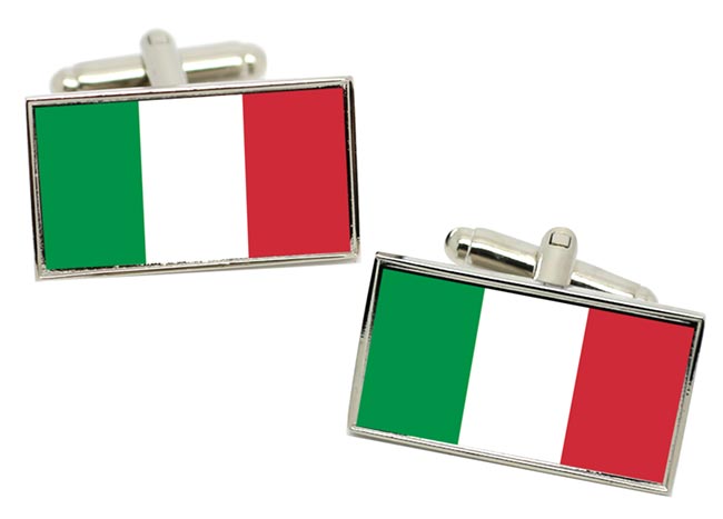 Italy Flag Cufflinks in Chrome Box