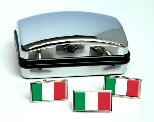 Italy Italia Flag Cufflink and Tie Pin Set