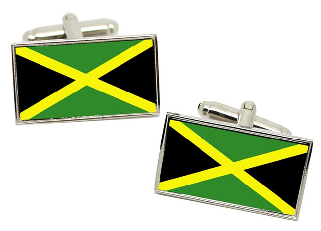 Jamaica Flag Cufflinks in Chrome Box