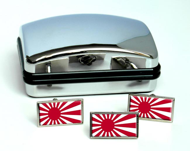 Flag Cufflinks in Chrome Gift box Japan Rising Sun Flag Flag Cufflinks in Chrome Gift box Japan Rising Sun Flag