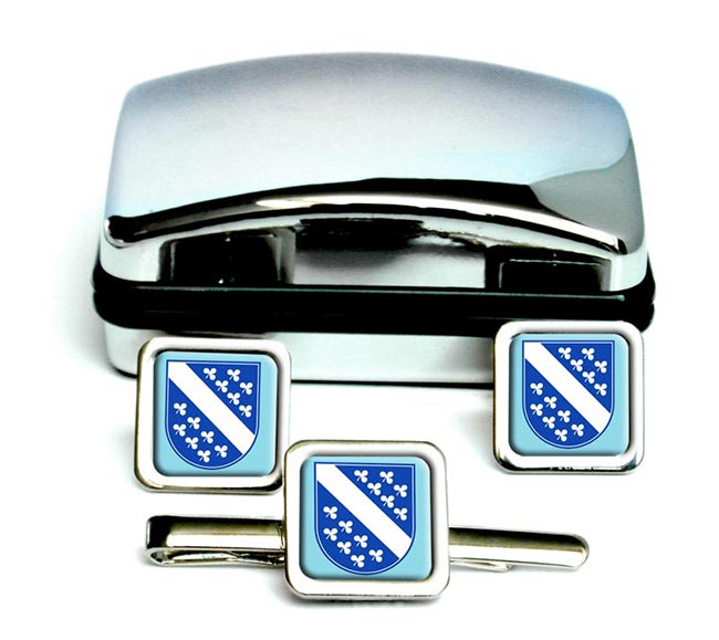 Kassel (Germany) Square Cufflink and Tie Clip Set