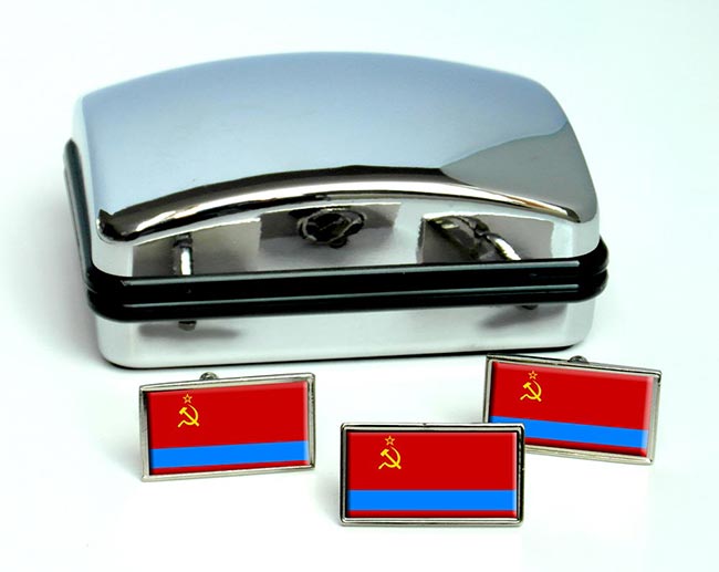 Kazakh Soviet Flag Cufflink and Tie Pin Set
