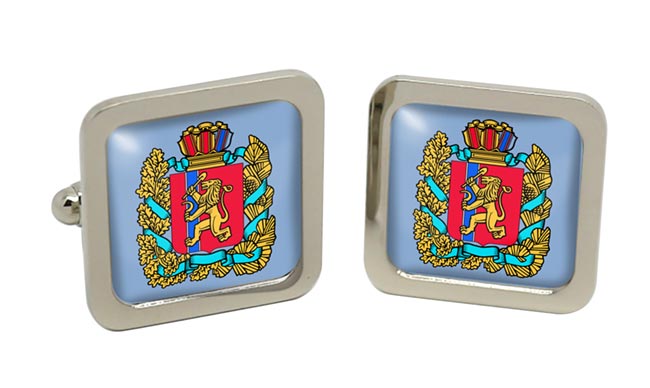 Krasnoyarsk Krai (Russia) Square Cufflinks in Chrome Box