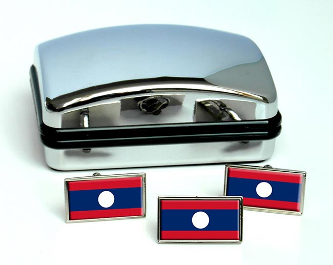 Laos Lao Flag Cufflink and Tie Pin Set